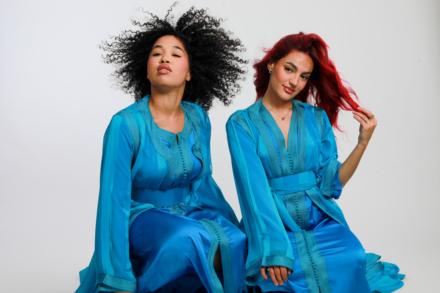 Caftan Marocain bleu turquoise