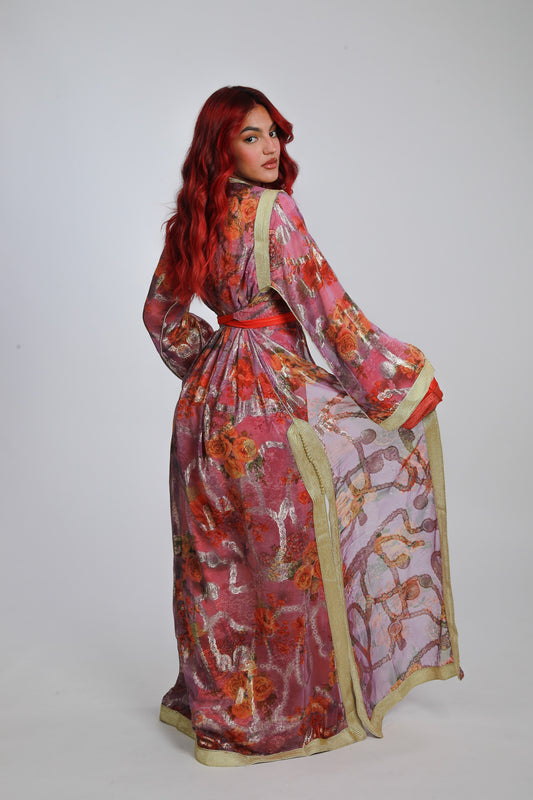 Orange Jawhara Moroccan Caftan