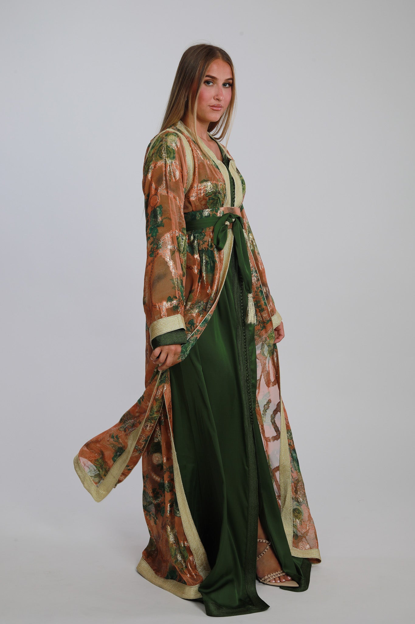 Caftan Marocain Jawhara vert